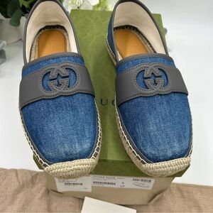 Men’s Gucci, blue denim ESPADRILLES size 8, made in Spain